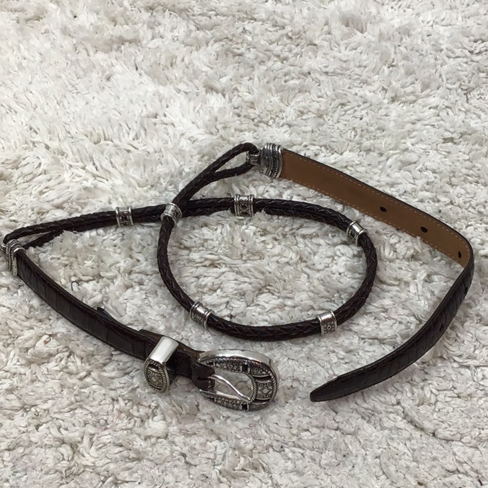 Brighton brown croc embossed leather belt M/30